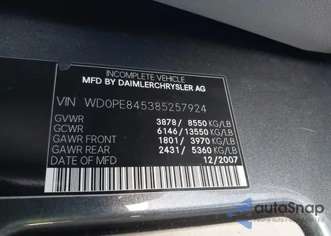 2008 Dodge Sprinter Van 2500 High Roof z USA, uszkodzony, nr VIN WD0PE845385257924